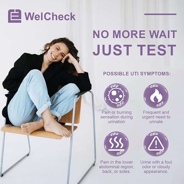 WelCheck UTI Test Strips, Urinary Tract Infection Test for Home Use, Quick Accurate Results in 2 Min, Detects Leukocytes & Nitrite, Individually Packaged, 3 Pack - Image 2
