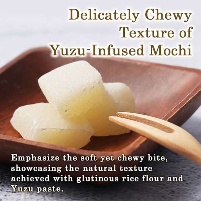 TOMOSAN Yuzu Mochi Candy, Traditional Japanese Citrus Sweets with Yuzu Paste, Soft & Chewy (300g / 10.58oz) - Image 2