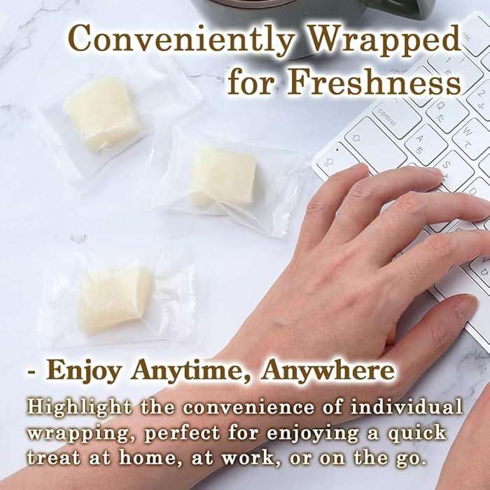 TOMOSAN Yuzu Mochi Candy, Traditional Japanese Citrus Sweets with Yuzu Paste, Soft & Chewy (300g / 10.58oz) - Image 4