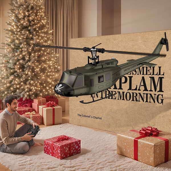 Carmanon UH-1 RC Helicopter - Huey Collectable Remote Control Helicopter with Auto-Hover for Adults, Beginners, 1/27 Scale, 2 Batteries - Image 2