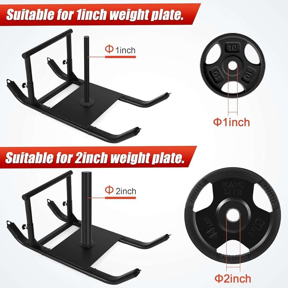 GDFISH Large Weight Sled, Adjustable Height Handle Push Sleds, Workout Fitness Sled for Training Running Speed, Compatible with 1" & 2" Weight Plate, Easy Obstacle Clearance for Grass, Sand, Cement - Image 4