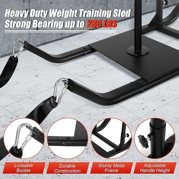 GDFISH Large Weight Sled, Adjustable Height Handle Push Sleds, Workout Fitness Sled for Training Running Speed, Compatible with 1" & 2" Weight Plate, Easy Obstacle Clearance for Grass, Sand, Cement - Image 5