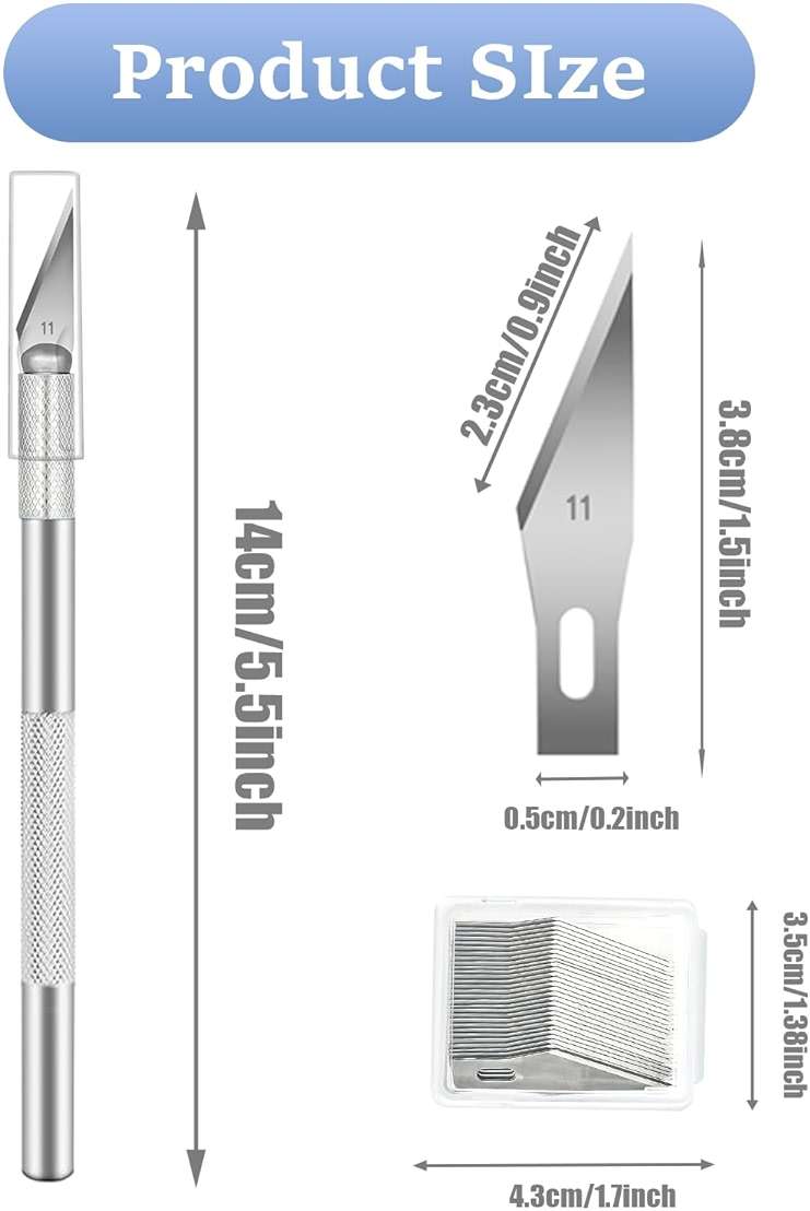 10 PCS Exacto Knife with 20 PCS Spare Sharp Blades, Profession Craft Hobby Knives for DIY, Art, Cutting, Modeling, Scrapbooking and Stencil(Sliver) - Image 2