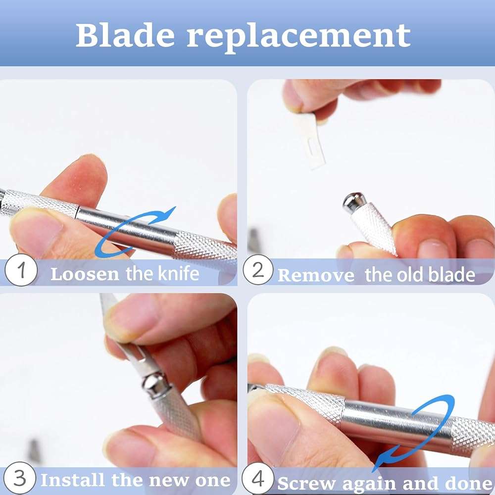 10 PCS Exacto Knife with 20 PCS Spare Sharp Blades, Profession Craft Hobby Knives for DIY, Art, Cutting, Modeling, Scrapbooking and Stencil(Sliver) - Image 6