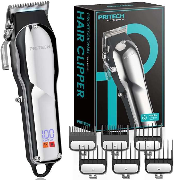 PRITECH Barber Hair Clippers for Men, Professional Barber Clippers and Trimmer Set, Mens Cordless Hair Clippers for Barbers Haircut Kit - Image 1