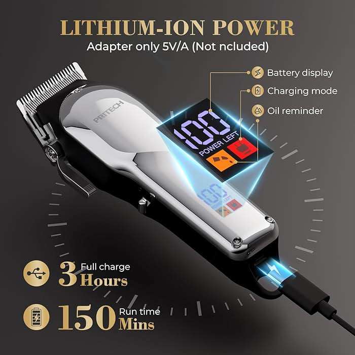 PRITECH Barber Hair Clippers for Men, Professional Barber Clippers and Trimmer Set, Mens Cordless Hair Clippers for Barbers Haircut Kit - Image 5