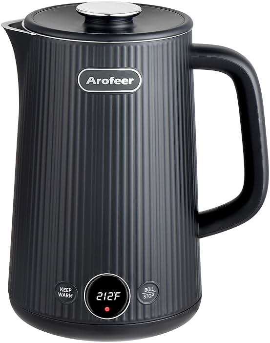 Arofeer® 1.7L(57oz) Large Electric Kettle Temperature Control, 7+Cups Electric Tea Kettle for Coffee&Tea, 2 quarts Big Hot Water Kettle Electric with,1200W,Keep Warm-Black - Image 1