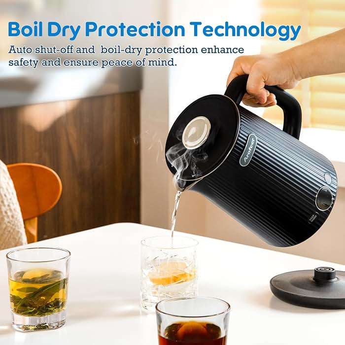 Arofeer® 1.7L(57oz) Large Electric Kettle Temperature Control, 7+Cups Electric Tea Kettle for Coffee&Tea, 2 quarts Big Hot Water Kettle Electric with,1200W,Keep Warm-Black - Image 9