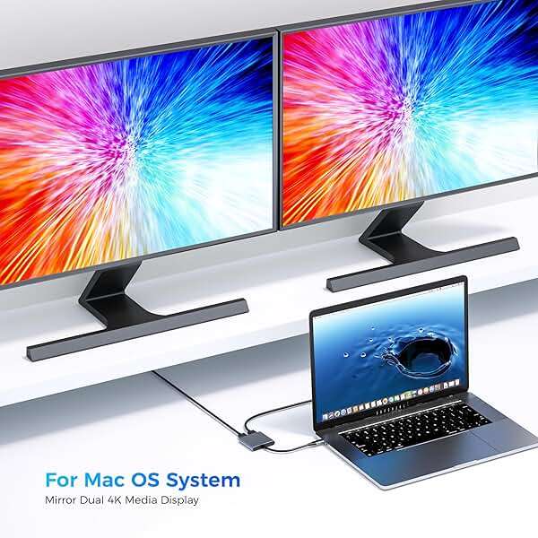 USB C to Dual HDMI Adapter, Dual Monitors Adapter USB C Hub with 2 HDMI Docking Station 4K @60hz for Laptop HP Dell Surface Thinkpad… - Image 5