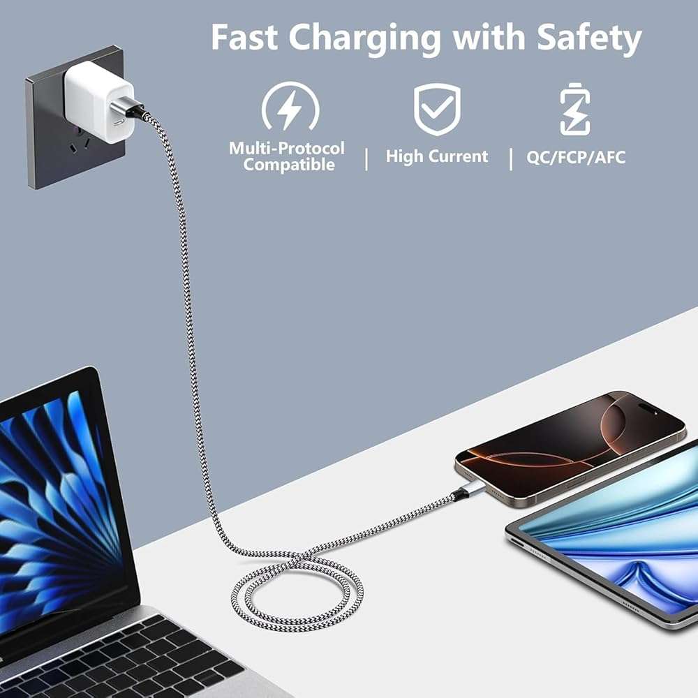 [Apple MFi Certified] iPhone 17 Charger Fast Charging CarPlay Cable, 3 Pack 6ft 3A Fast Charging USB to USB-C Nylon Braided Type-C Data Sync Transfer Cord for iPhone 17/Air/16/15 Galaxy Pixel Airpods - Image 3