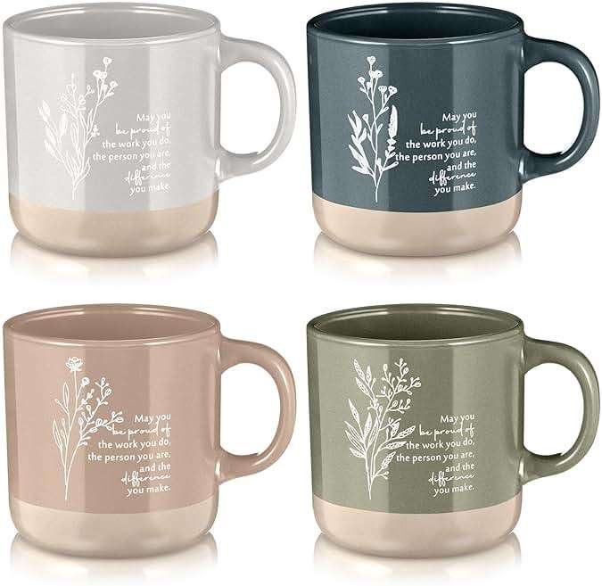 Didaey 4 Pcs Thank You Mugs Bulk Appreciation Gift for Volunteer Coworker Staff Teacher Nurse Ceramic Coffee Mug 12.85 oz Office Work Team Administrative Professionals Day Lab Week Gifts - Image 1