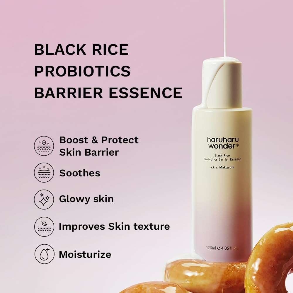 haruharu Wonder Black Rice Probiotics Barrier Essence 1 fl. oz, Travel Size, Skin Flooding & Layering, Strengthen Skin Barrier, Soothing, Plumping, Korean Skincare, Vegan - Image 2