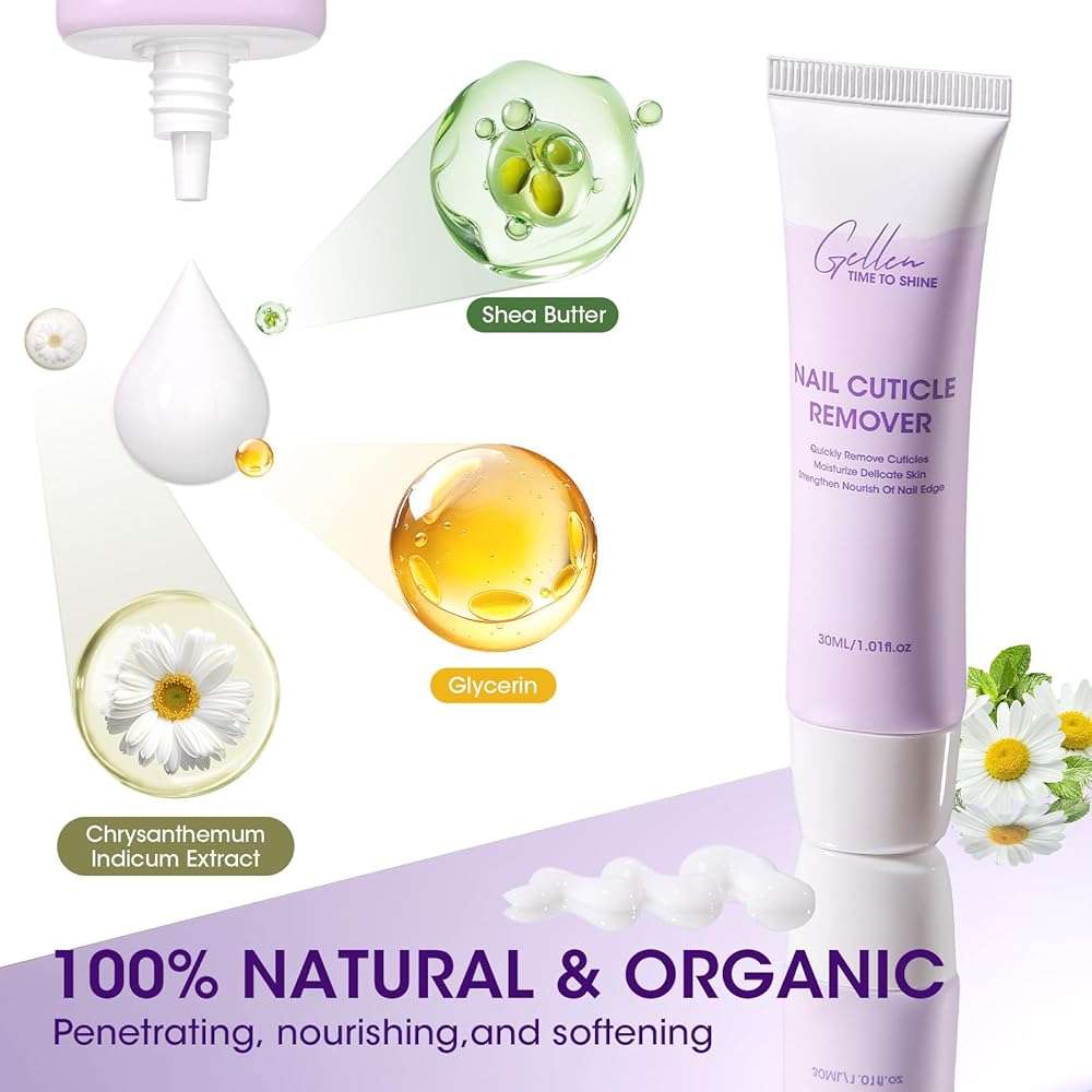 GELLEN Cuticle Remover Instant Nail Cuticle Softener with Shea Butter Moisturizing Professional Cuticle Cream Removes Dry Dead Skin Overgrown Cuticles Nail Care Treatment Supplies - Image 2