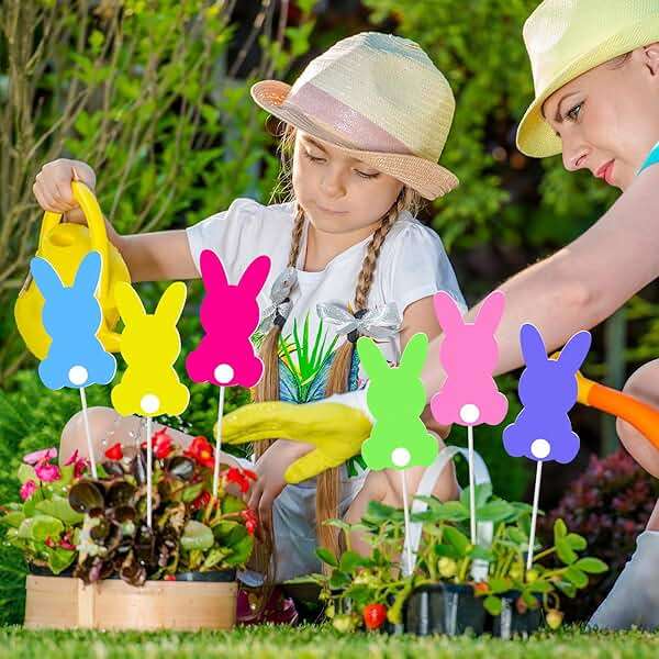 MorningRo 9 Pcs Easter Bunny Planter Stakes Metal Bunny Planter Stakes Outdoor Decorations for Plant Pot Yard Decor Easter Party Decorations Supplies Prop Spring Lawn Decor - Image 5