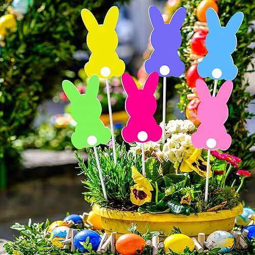 MorningRo 9 Pcs Easter Bunny Planter Stakes Metal Bunny Planter Stakes Outdoor Decorations for Plant Pot Yard Decor Easter Party Decorations Supplies Prop Spring Lawn Decor - Image 6
