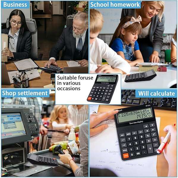 Desk Calculator, IPepul Basic Desktop Calculators Big Buttons and 2 Line Display, 4 Function Simple Calculator, Large Talking Calculators Office Supplies for Office Business School Students - Image 7