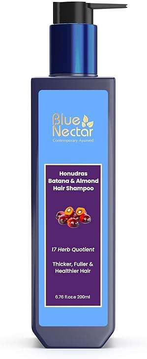 Blue Nectar Batana Oil Shampoo for Fuller & Stronger Hair | Suitable for Dry, Frizzy, Curly, and Wavy Hair | Redensyl Alternate | Organic Shampoo for Women & Men (6.76 Fl Oz, 17 Herbs) - Image 1