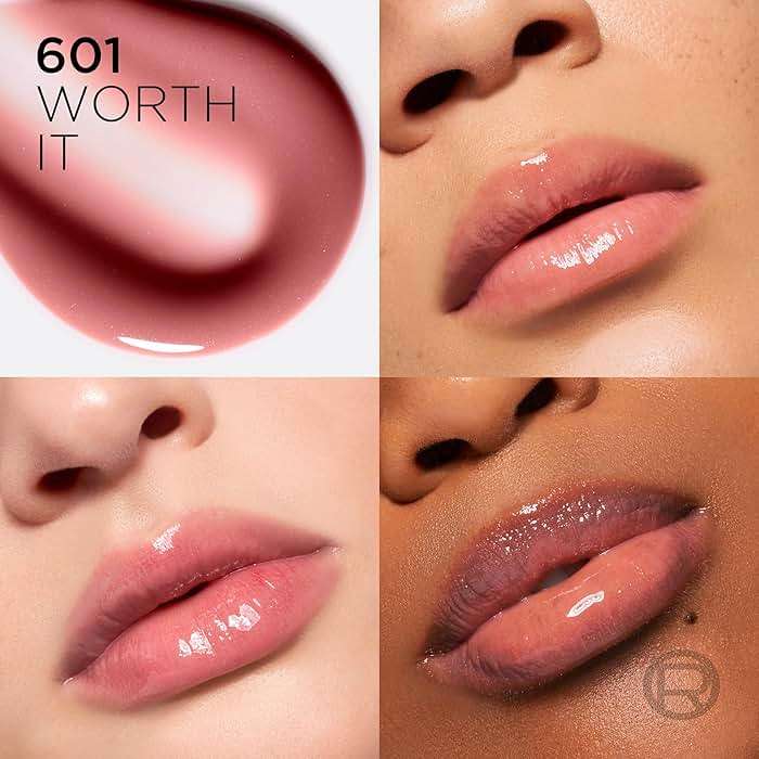 L'Oreal Paris Plump Ambition Hyaluron Lip Oil, 24 HR Lip Gloss with Hyaluronic Acid, Volumizing Formula with Glass-Like Shine, Worth It 601, 0.16 Fl Oz - Image 2