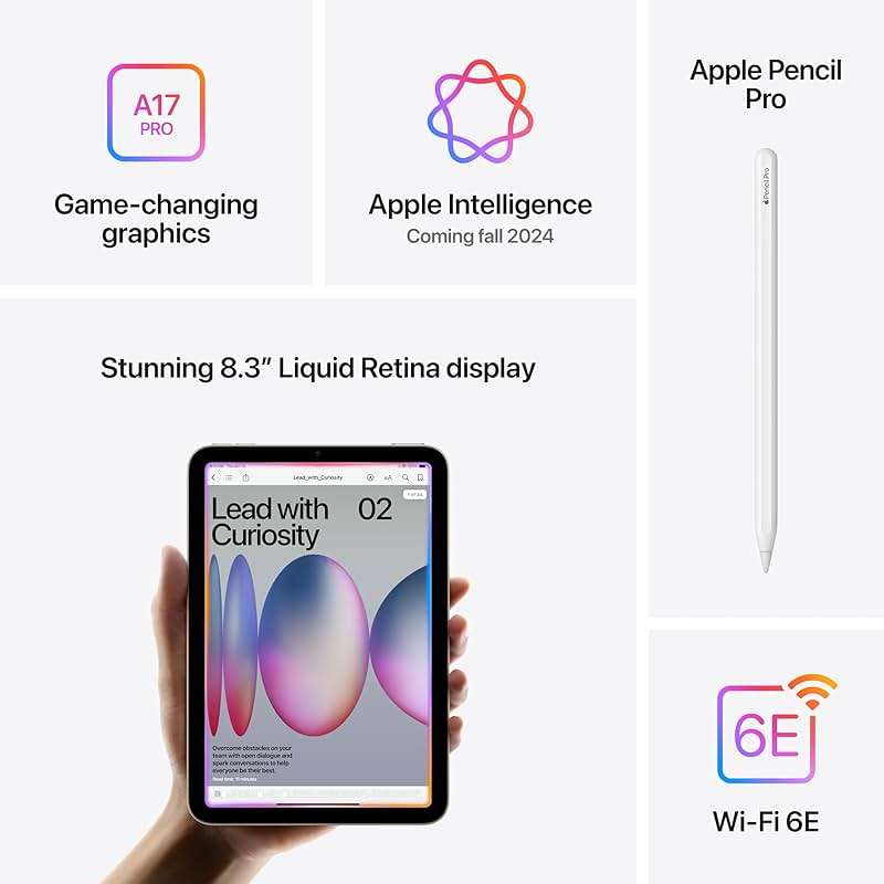 Apple iPad mini (A17 Pro): Apple Intelligence, 8.3-inch Liquid Retina Display, 128GB, Wi-Fi 6E, 12MP Front/12MP Back Camera, Touch ID, All-Day Battery Life — Blue - Image 4