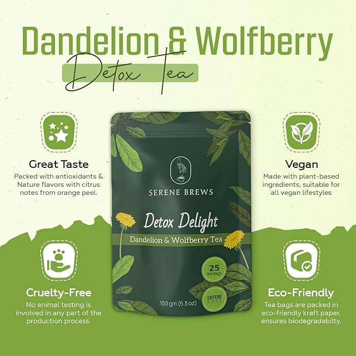 Dandelion Wolfberry Tea – Liver Cleanse, Detox & Repair, Kidney Detox – 100% Natural, Non-GMO, Premium Dandelion Root & Wolfberry Blend – 150 g (25 Tea Bags) - Image 6