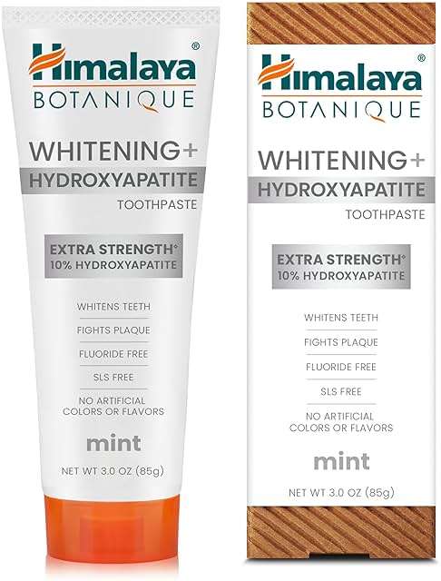 Himalaya Fluoride Free Botanique Whitening Extra Strength 10% Nano Hydroxyapatite Toothpaste, Supports Enamel Strength & Integrity, Great for Sensitive Teeth, Mint, 3oz - Image 1