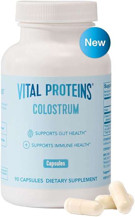 Vital Proteins Bovine Colostrum Supplement 90 Capsules for Gut Health, Immune Support with 40% IgG Premium Bovine Colostrum Superfood, Unflavored, 30 Servings - Image 1