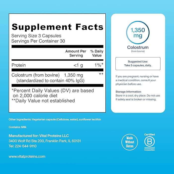 Vital Proteins Bovine Colostrum Supplement 90 Capsules for Gut Health, Immune Support with 40% IgG Premium Bovine Colostrum Superfood, Unflavored, 30 Servings - Image 5