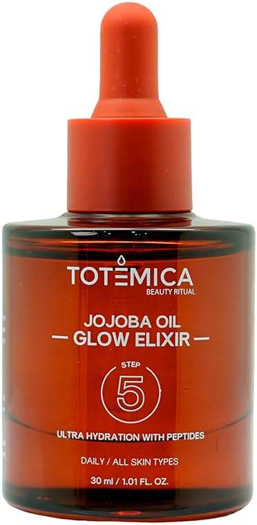 TOTEMICA Organic Jojoba Oil Glow Elixir – Hydrating & Anti-Aging face oil with Peptides | Vegan & Non-Comedogenic facial oil & moisturizing body oil for skin oil & hair oil (1.01 Fl Oz) - Image 1