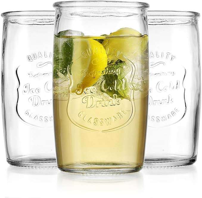 Glaver's Set of 8 Highball Glass Cups 20 OZ Stemless Tall Drinking Glasses For Everyday Use, Vintage Ice Cold Logo Tumbler Glassware for Bar, Juice, Cocktails, Beer, Water glasses. - Image 7