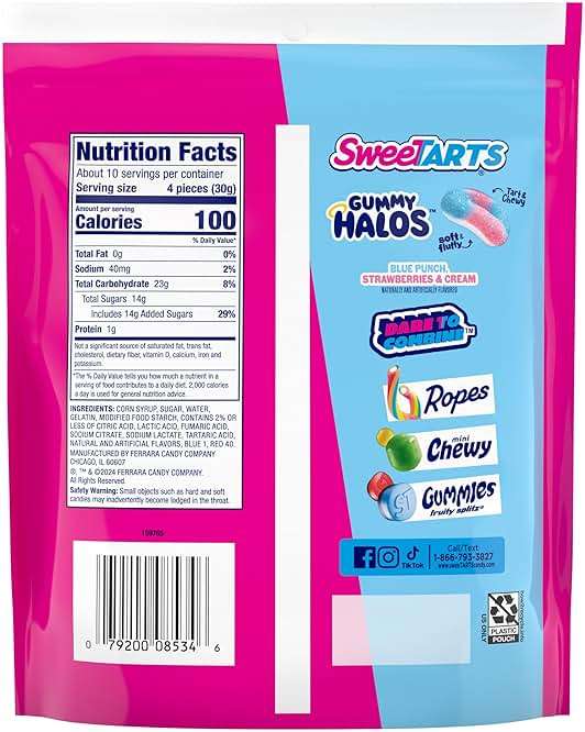 SweeTARTS Halos, Candy, Blue Punch and Strawberries and Cream, Tart and Chewy, Soft and Fluffy, 11 oz - Image 2
