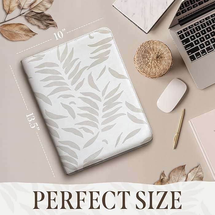 Padfolio for Women, PU Leather Zipper Binder, Beige Portfolio Organizer A4, Design Zipper Padfolio, Aesthetic Portfolio Binder, Portfolio for Ipad or Laptop, Organizer Case, Folder Organizer - Image 2
