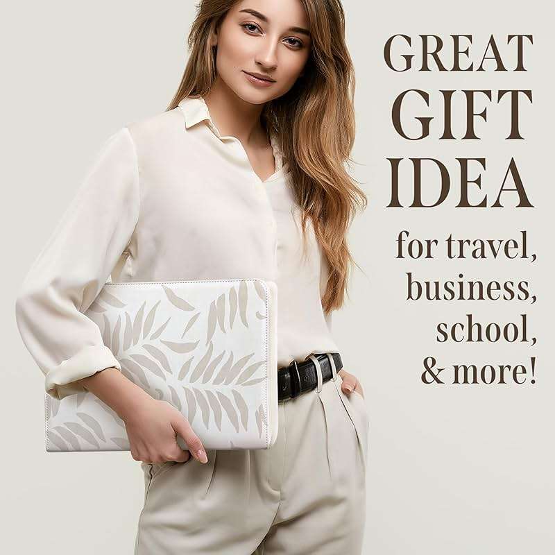 Padfolio for Women, PU Leather Zipper Binder, Beige Portfolio Organizer A4, Design Zipper Padfolio, Aesthetic Portfolio Binder, Portfolio for Ipad or Laptop, Organizer Case, Folder Organizer - Image 5