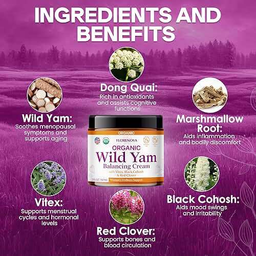 Organic Wild Yam Cream for Women’s Midlife Wellness – Skin Nourishment & Emotional Stability – Wild Yam Cream Organic Formula with Black Cohosh, Vitex Red Clover, Vitamins, & Minerals – 2Fl oz - Image 4