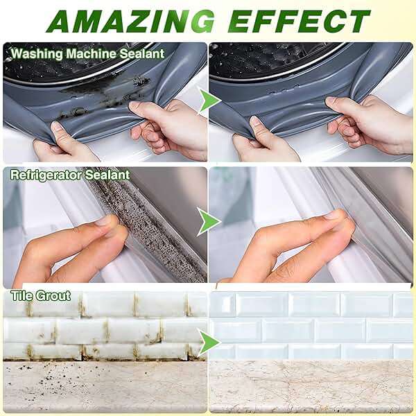 Home Remover Gel, Household Washing Machine Cleaner for Front Loader Washing Machine Seal with Brush and Towel for Bathroom, Refrigerator Sealant, Wall, Tile Grout, Kitchen - Image 2