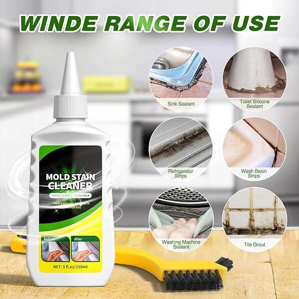Home Remover Gel, Household Washing Machine Cleaner for Front Loader Washing Machine Seal with Brush and Towel for Bathroom, Refrigerator Sealant, Wall, Tile Grout, Kitchen - Image 3