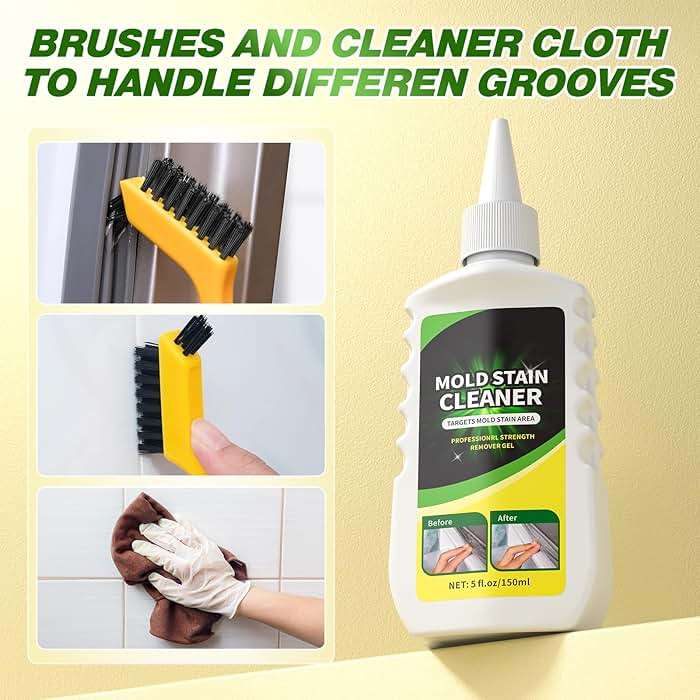 Home Remover Gel, Household Washing Machine Cleaner for Front Loader Washing Machine Seal with Brush and Towel for Bathroom, Refrigerator Sealant, Wall, Tile Grout, Kitchen - Image 5