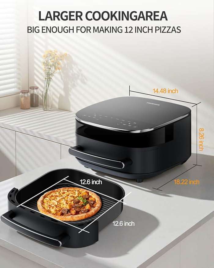 Large Air Fryer 6QT, 11-in-1 Fast Cooking Air Fryer with Top & Bottom Heating, No Flip Needed, Quiet 50dB, Family Size Digital Air Fryer for Healthy Meals, Fits a 12" Pizza or Steaks - Image 6