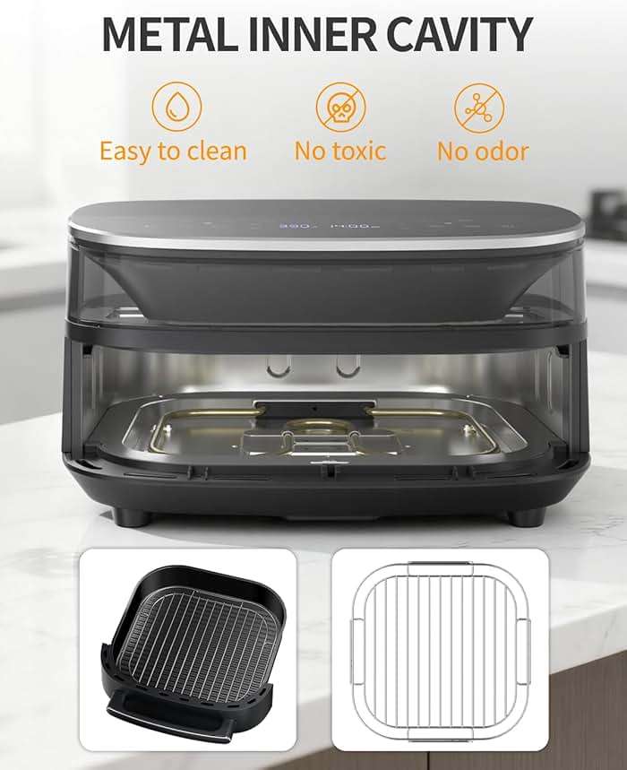Large Air Fryer 6QT, 11-in-1 Fast Cooking Air Fryer with Top & Bottom Heating, No Flip Needed, Quiet 50dB, Family Size Digital Air Fryer for Healthy Meals, Fits a 12" Pizza or Steaks - Image 8