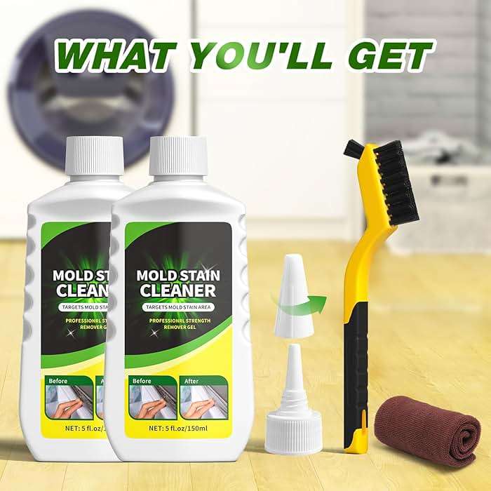 Home Remover Gel, 2 Pack Washing Machine Cleaner Stain Remover Gel for Front Loader Washing Machine Seal with Brush and Towel for Bathroom, Refrigerator Sealant, Wall, Tile Grout - Image 7