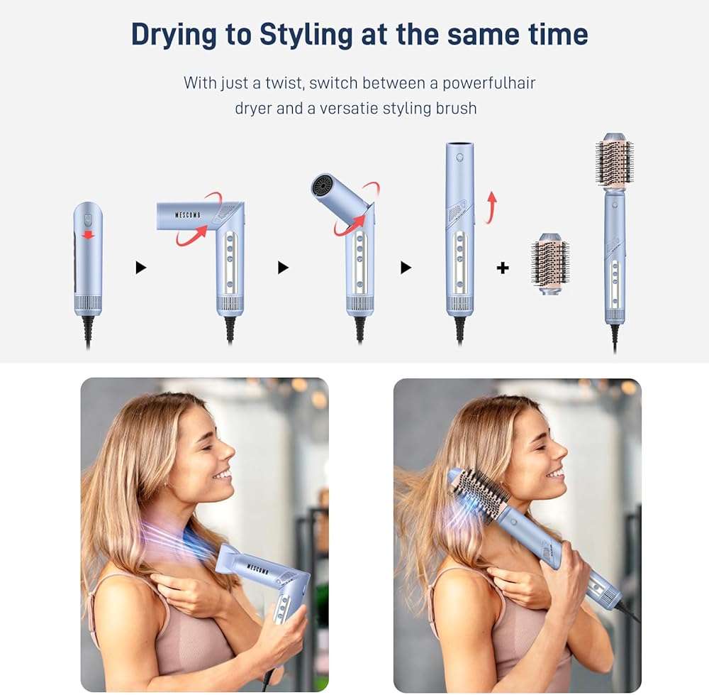 Hair Dryer Brush, 5-in-1 Professional Hot Air Styler with Travel Bag - Image 2