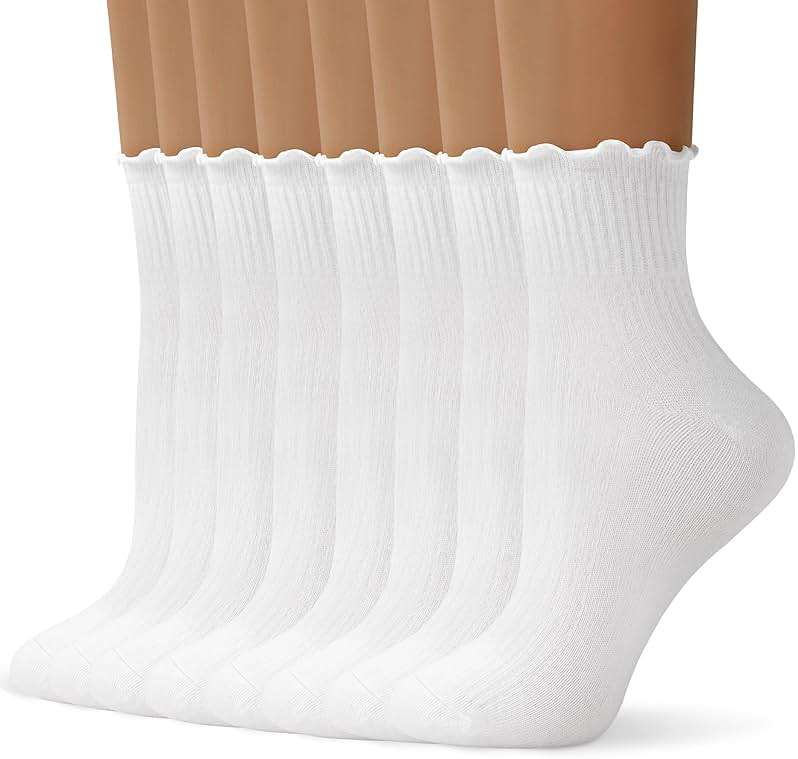 ANDERE ARTE Womens Ruffle Ankle Socks Cute Lettuce Edge Crew Socks for Women - Image 1