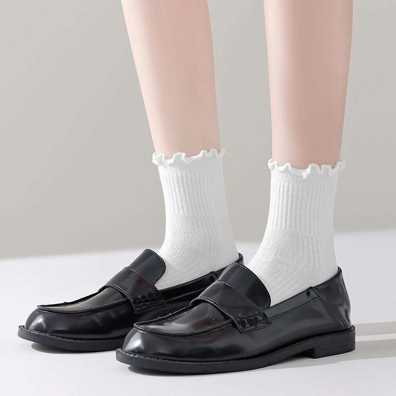 ANDERE ARTE Womens Ruffle Ankle Socks Cute Lettuce Edge Crew Socks for Women - Image 6