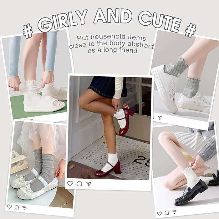 ANDERE ARTE Womens Ruffle Ankle Socks Cute Lettuce Edge Crew Socks for Women - Image 7