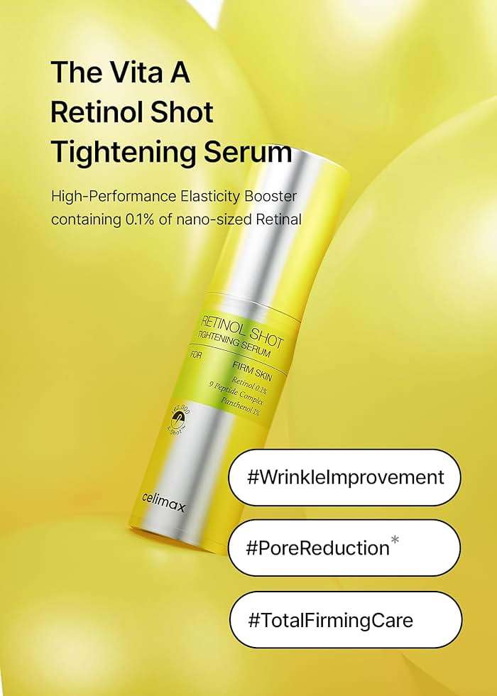 celimax The Vita A Retinol Shot Tightening Serum | with Pure Vitamin A Retinol, Peptide, Pore Minimizer, Wrinkles & Fine Lines, Firmer Skin, Anti-Aging, Skin Smoothing, Korean Skin Care Gift, 30ml - Image 2