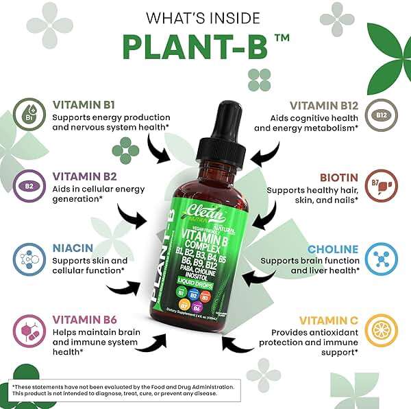 Vitamin B Complex Liquid Drops | Thiamine B1, B6, B2, B3, B4, B5, B7 B9, B12, Niacinamide, Paba, Choline Inositol Taurine Probiotics Beet Root Spirulina - Plant-B Vitamin Supplements by Clean Nutra - Image 3