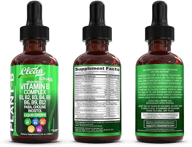 Vitamin B Complex Liquid Drops | Thiamine B1, B6, B2, B3, B4, B5, B7 B9, B12, Niacinamide, Paba, Choline Inositol Taurine Probiotics Beet Root Spirulina - Plant-B Vitamin Supplements by Clean Nutra - Image 9