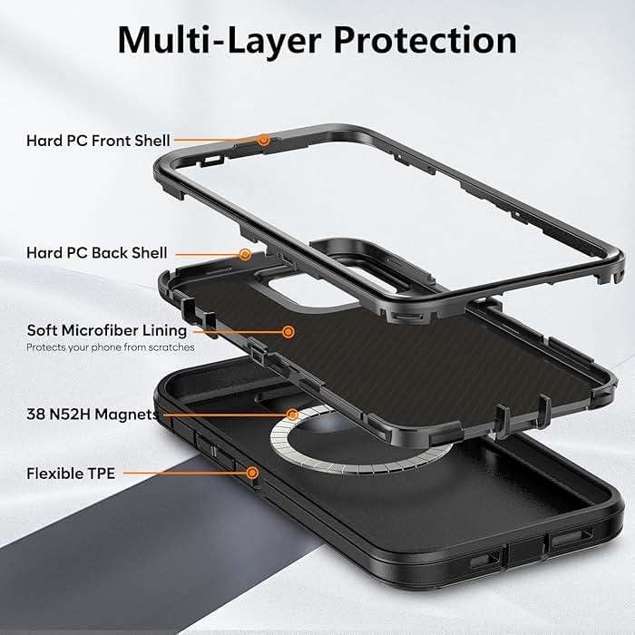 TUTUKII for iPhone 13 Pro Max & 12 Pro Max Case with Belt Clip Holster, Anti-Shock, Anti-Slip, Compatible with MagSafe, 3-Layer Drop Protection, Heavy Duty Magnetic Phone Case Cover, 6.7", Black - Image 2