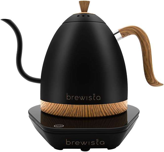 Brewista Artisan Electric Gooseneck Kettle, Water Boiler with LCD Panel, Precise Temperature Control, Fast Boiling and Keep Warm Settings for Pour-Over Coffee & Tea, Café, 1 Liter (Matte Black) - Image 1
