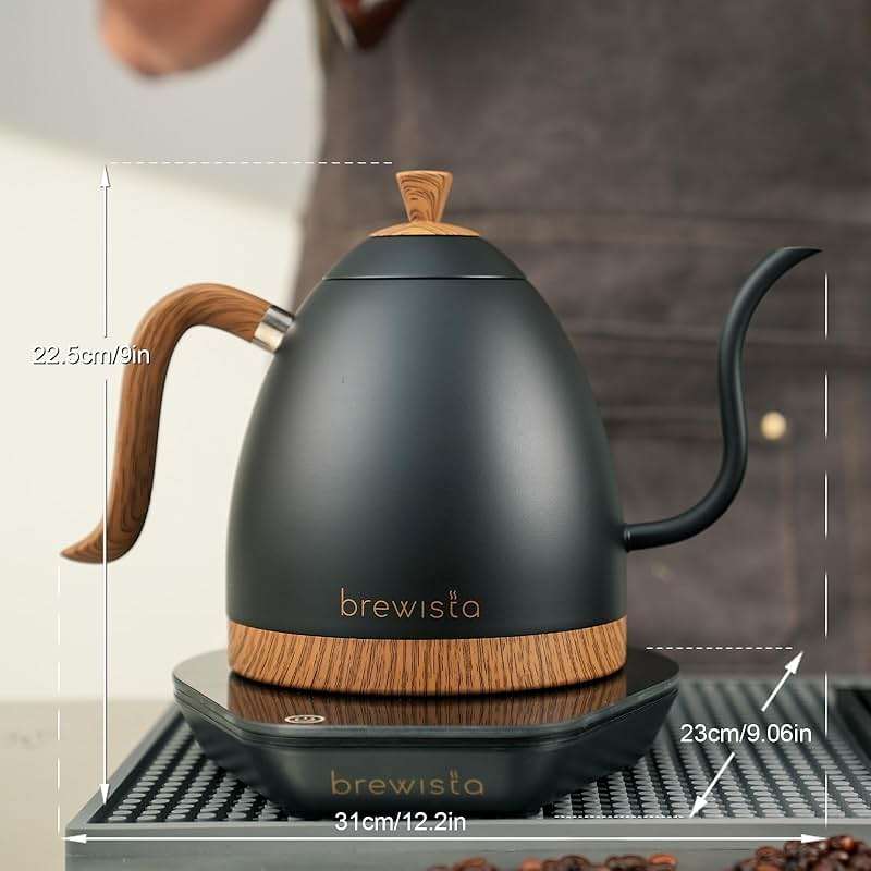 Brewista Artisan Electric Gooseneck Kettle, Water Boiler with LCD Panel, Precise Temperature Control, Fast Boiling and Keep Warm Settings for Pour-Over Coffee & Tea, Café, 1 Liter (Matte Black) - Image 3