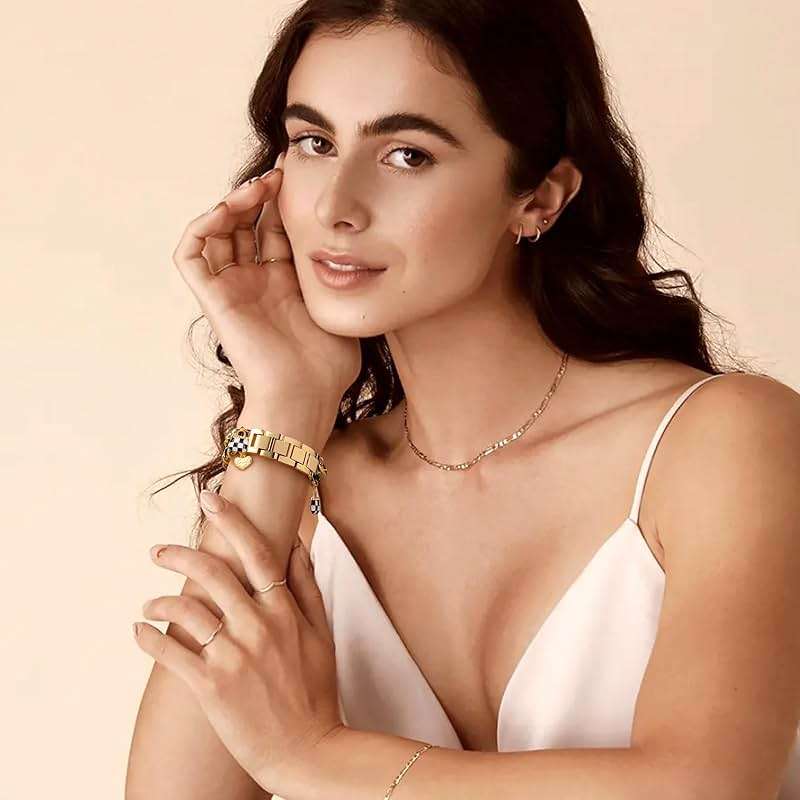 Stylish Metal Band Compatible with Apple Watch Bands for Women 40mm 38mm 41mm 44mm 42mm 45mm 46mm,Pretty Chain Strap with Apple Watch Accessories Charms for iWatch Series 11 10 9 8 7 6 5 4 3 2 1 SE - Image 7